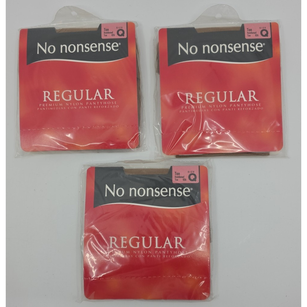 Vintage No Nonsense Regular Premium Nylon Pantyhose Tan Reinforced Toe Sz Q 026